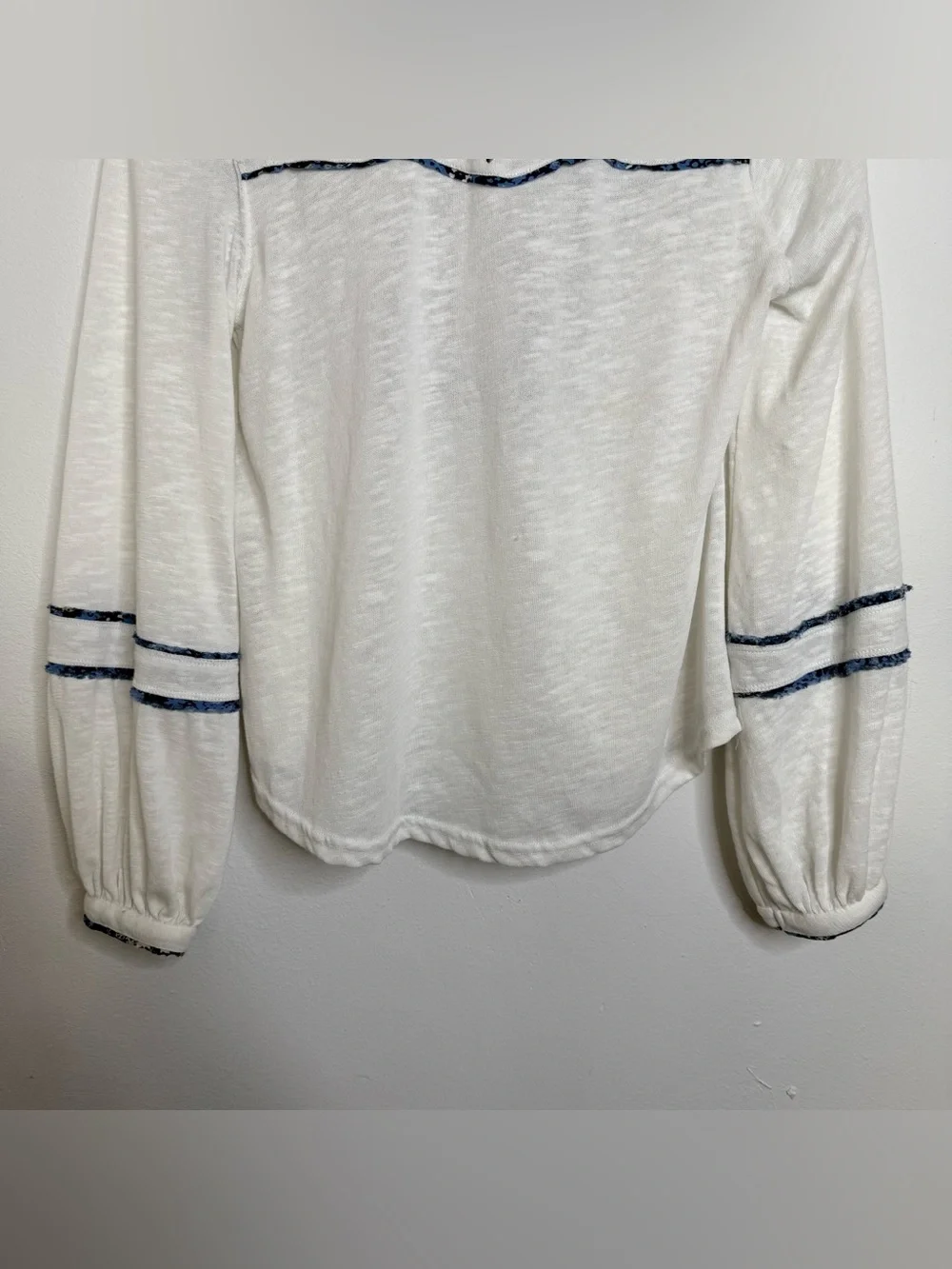 Free People Sundance Kid Henley Floral Embroidered Blouse Pearl Snap S Western